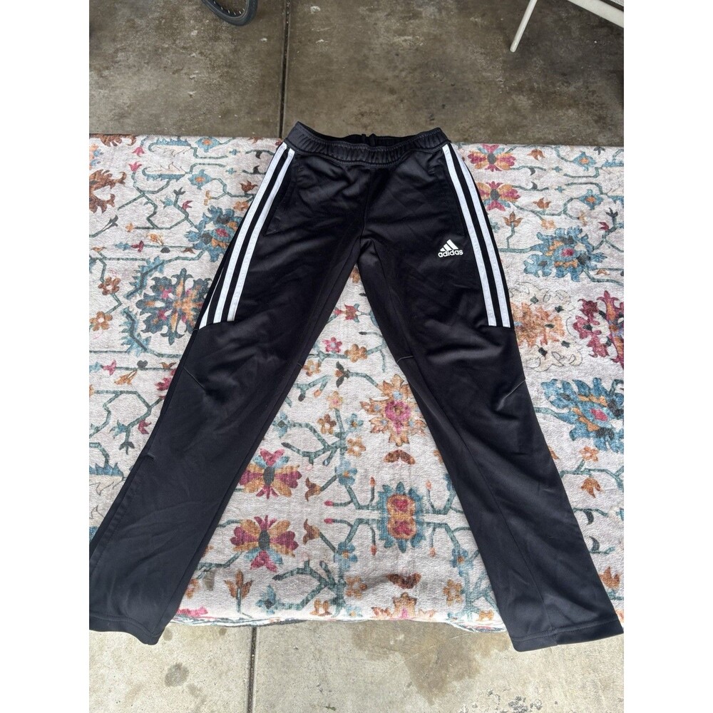 Adidas Youth Small S Climacool Black Track Pants 3 Stripe Soccer Unisex 9-10Y
